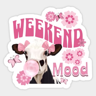 Pink Bubblegum Cow - Weekend Mood Sticker